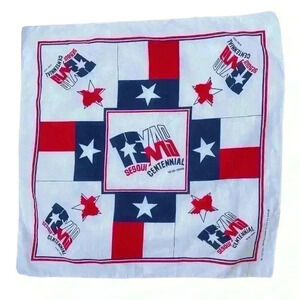 Vintage 1986 Texas Flag Sesquicentennial 150 years Bandana Square Scarf 20 3/4”